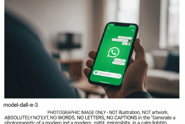 - in the Generate a of a person holding a smartphone with WhatsApp open in a modern minimali