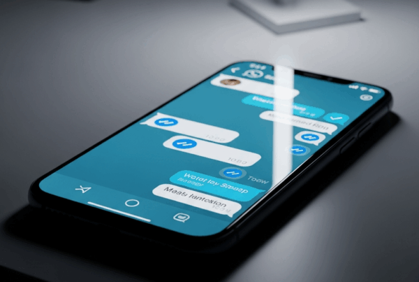 - in the Generate a of a smartphone on a minimalist desk with WhatsApp open showcasing check