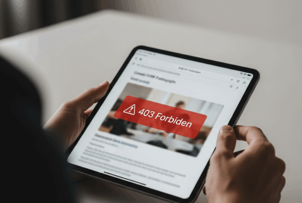 - in der Nahaufnahme einer Hand, die ein Tablet hält, auf dem eine verschwommene Webseite zu sehen ist